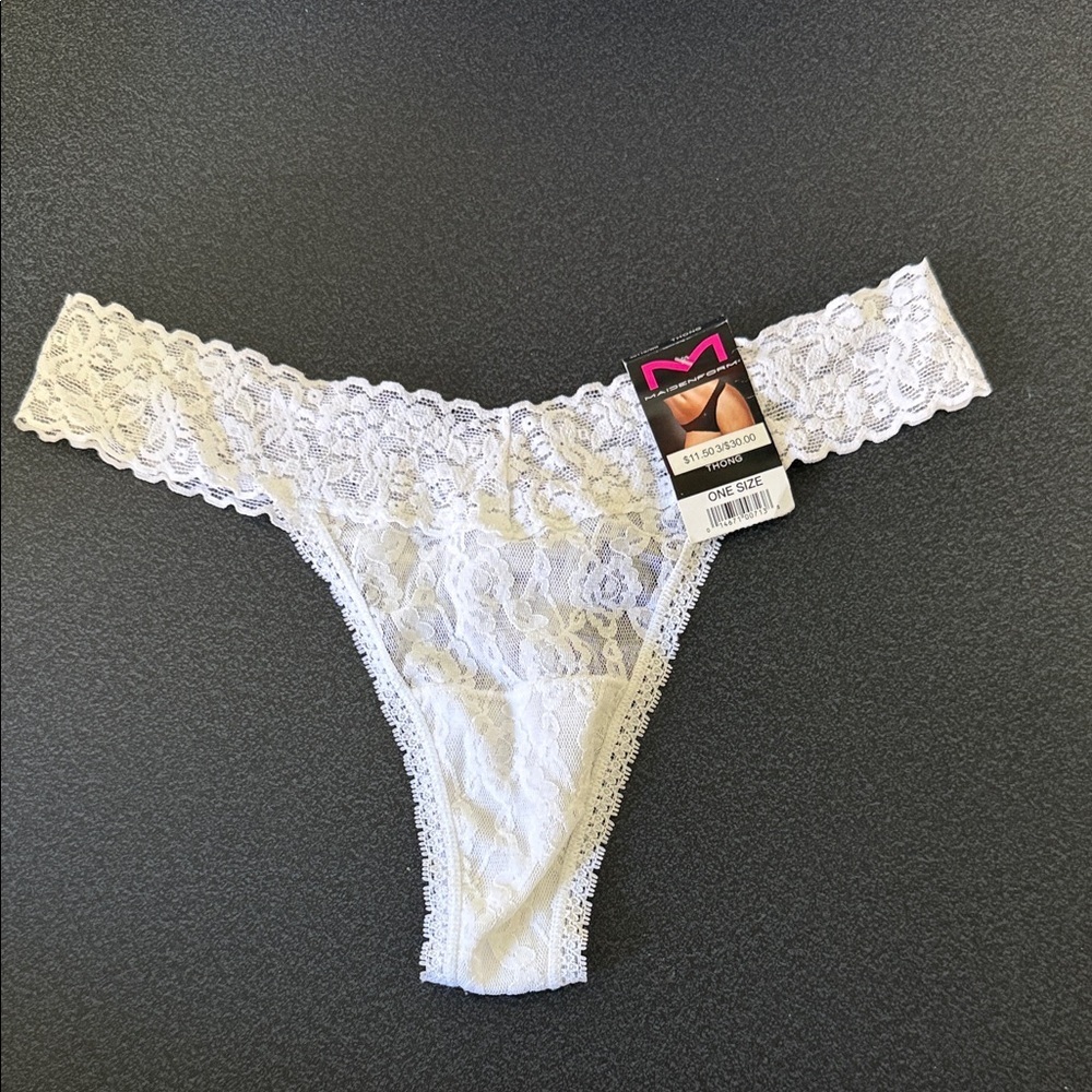 Maidenform White Lace Thong - One Size